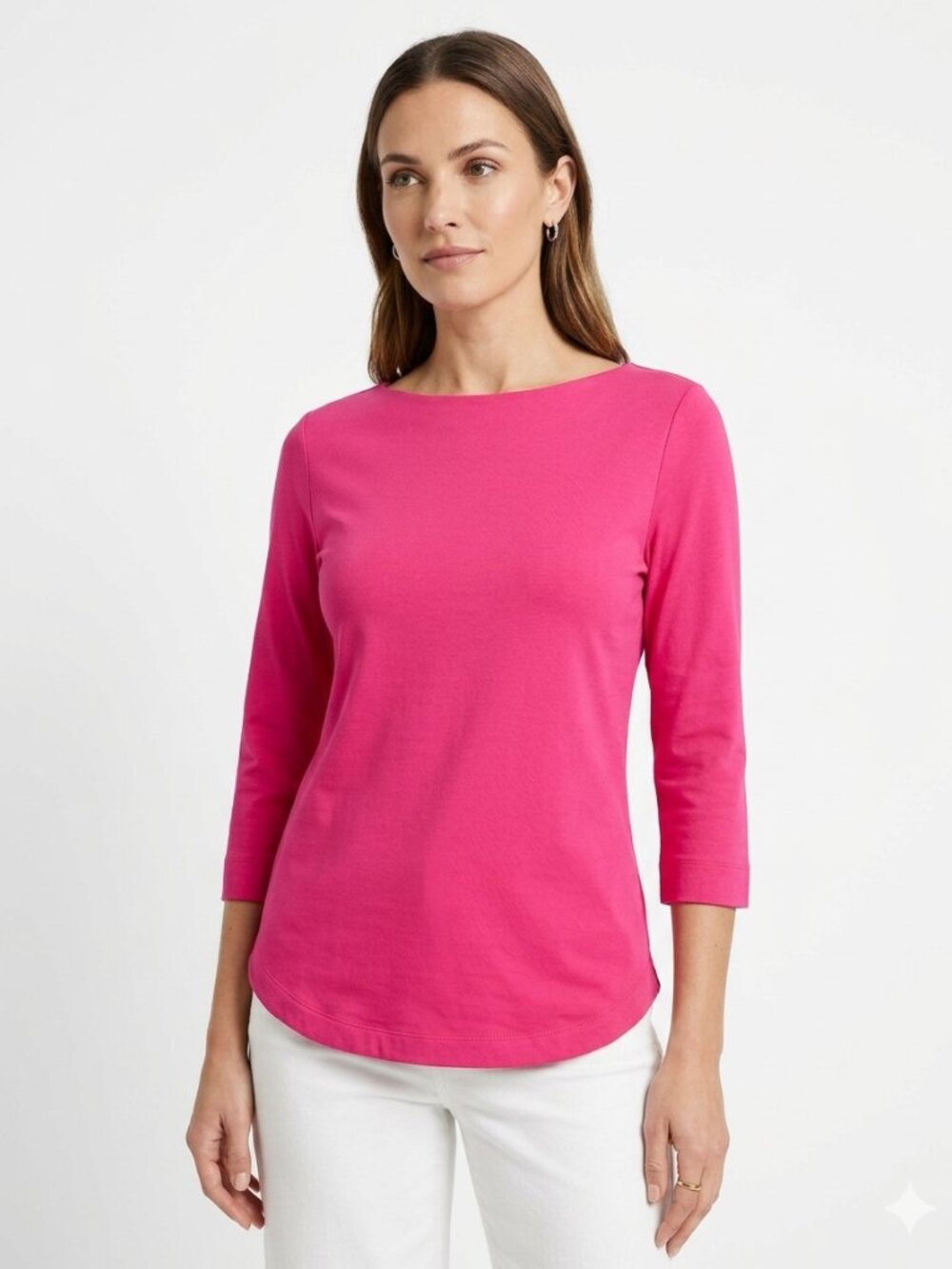 NWT OUI WARM PINK ROUND NECK STRETCHY JERSEY LONG TEE TOP STYLE 79506 - 4